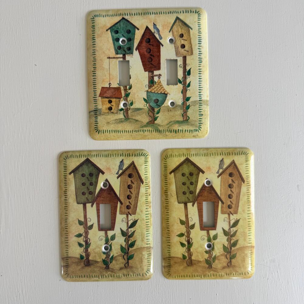 Vintage Linda Spivey AmerTac Birdhouse Light Switch Plate Cover Folk Art Country